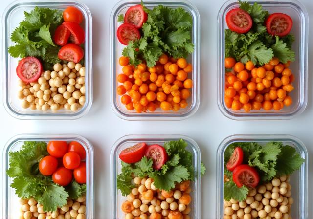 Cajas de comida preparadas para un plan de suscripción semanal.